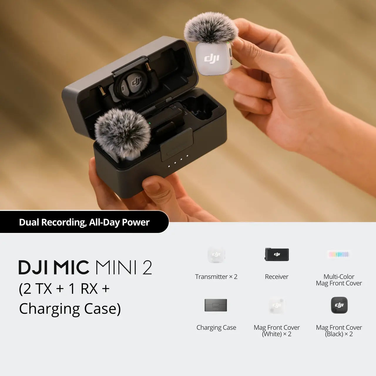 Dji Mic Mini (2 TX + 1 RX + Charging Case) – Professional Wireless Microphone System (c)