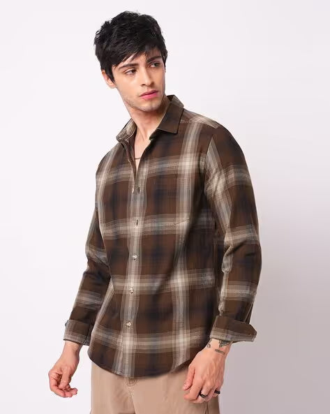 Men Brown Oversized Fit Shirt