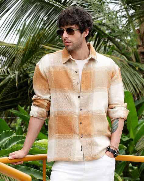 Men Oversized Checked Casual Shirt