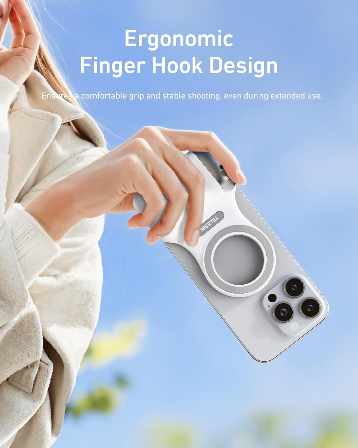 Magnetic Phone Camera Holder + C03 Magnetic Selfie Light (Silver) Kit