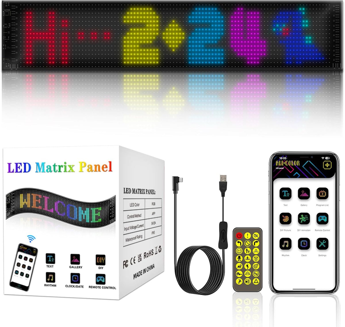 Car Matrix Led Display with Remote control and App control mobile application