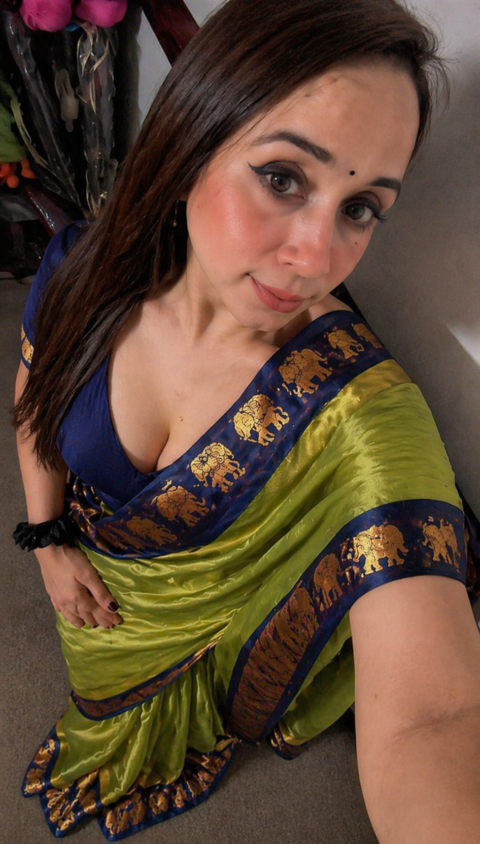 LIME GREEN BLUE SOFT COTTON SILK CITRUS OCEAN AURA SAREE