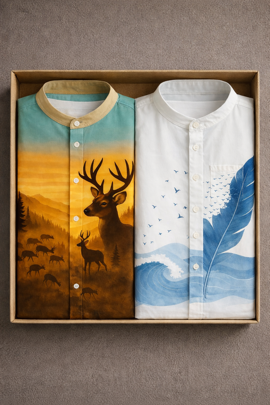 Men’s Premium Cotton Designer Shirt – Pack of 2