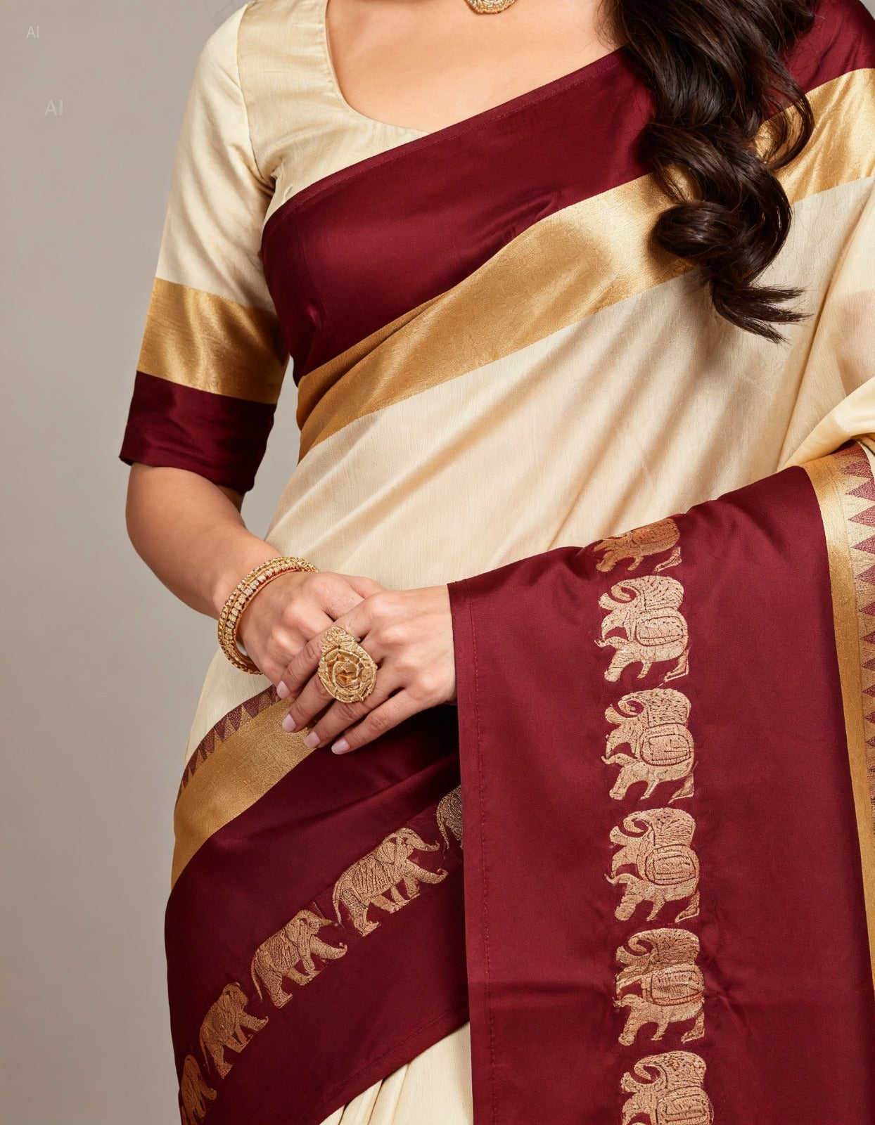 Tussar & Saliyum Soft Cotton Silk Emerald Bloom Saree For Women